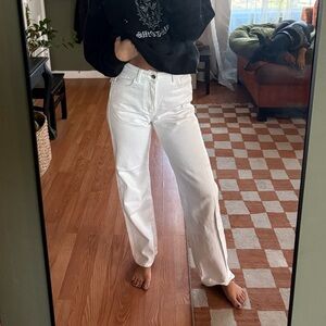 Zara Women's White Straight Leg Jeans